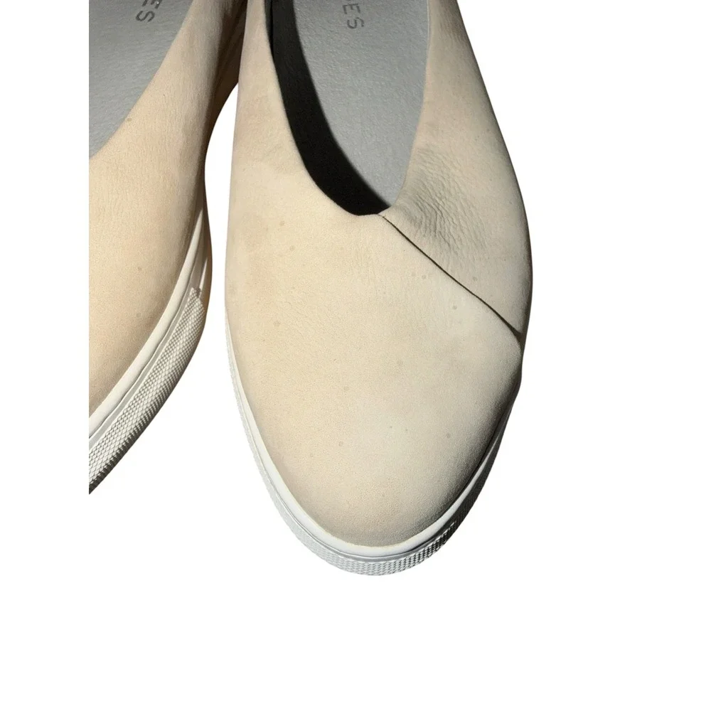 J/Slides Womens 7.5 Ivory Nubuck Leather Slip On‎ Flatform Sneakers EUC